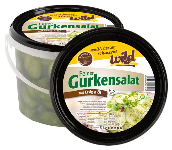 Feiner Gurkensalat, mit Essig und Öl, 3 kg Eimer Feiner Gurkensalat, mit Essig und Öl, 3 kg Eimer