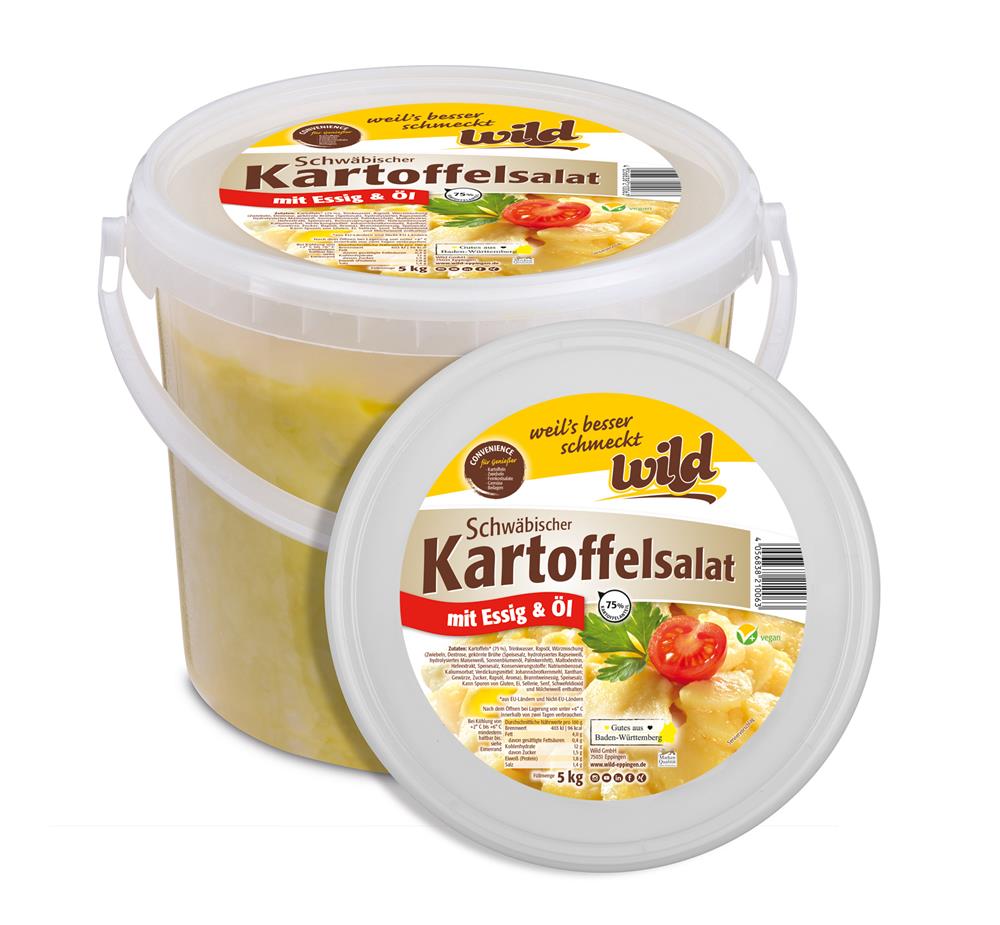 Kartoffelsalat "Schwäbisch", mit Essig und Öl, 5 kg Eimer Kartoffelsalat "Schwäbisch", mit Essig und Öl, 5 kg Eimer