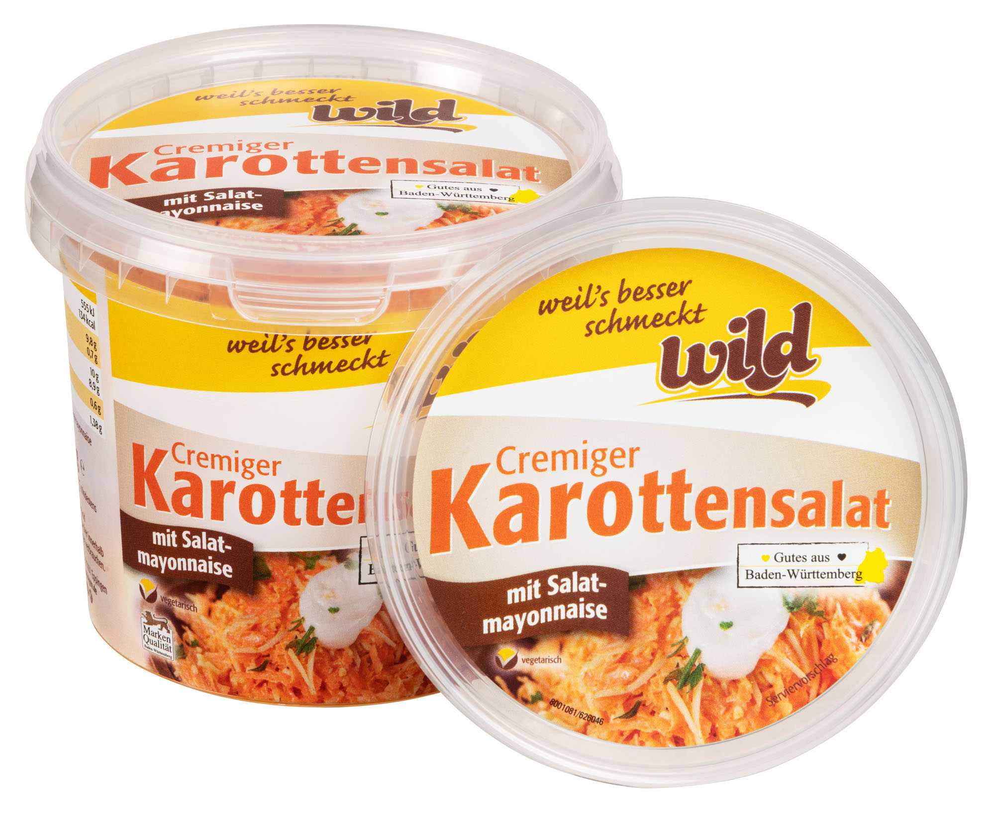 Cremiger Karottensalat mit Salatmayonnaise, 400 g Becher Cremiger Karottensalat mit Salatmayonnaise, 400 g Becher
