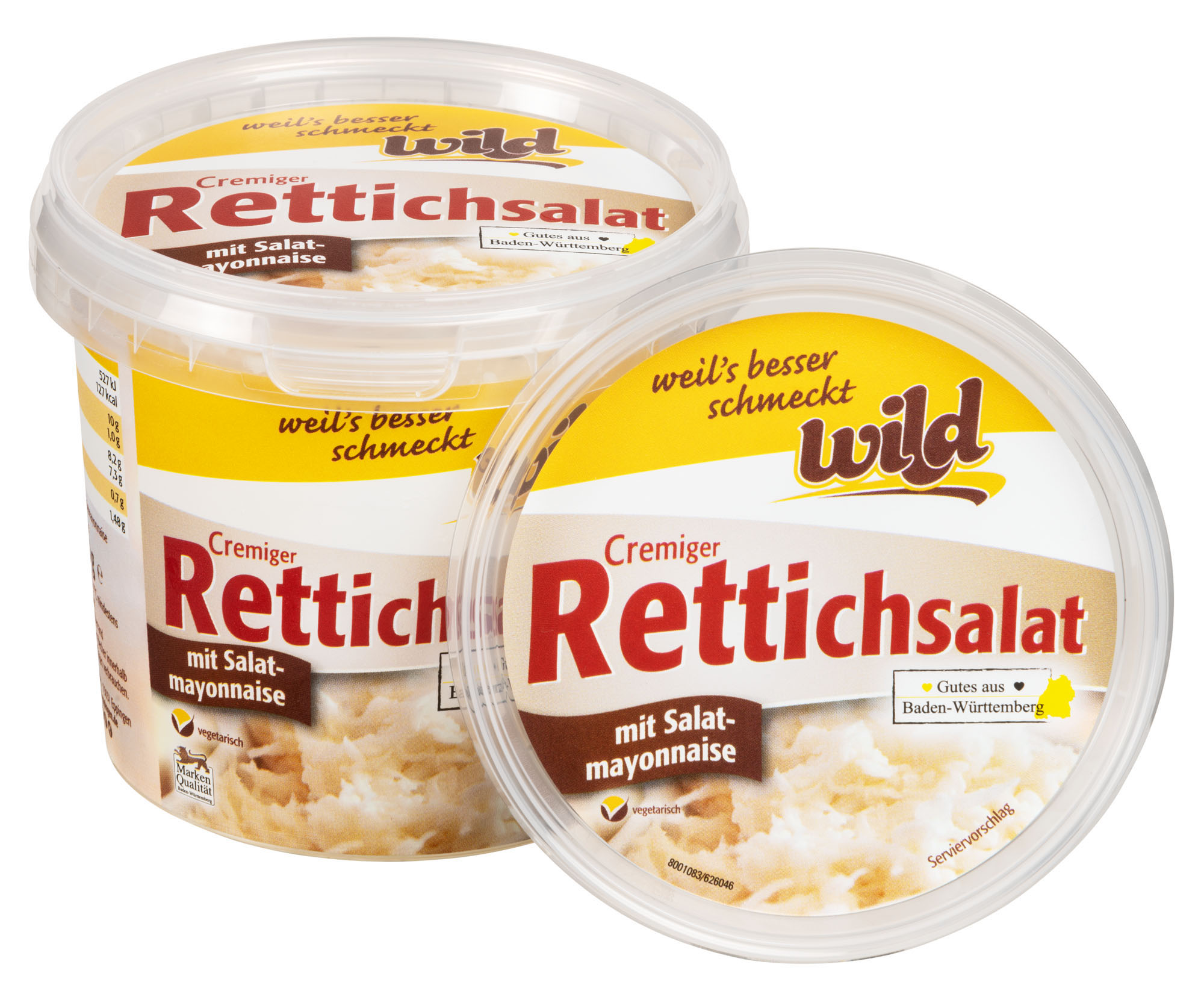 Cremiger Rettichsalat mit Salatmayonnaise, 400 g Becher Cremiger Rettichsalat mit Salatmayonnaise, 400 g Becher